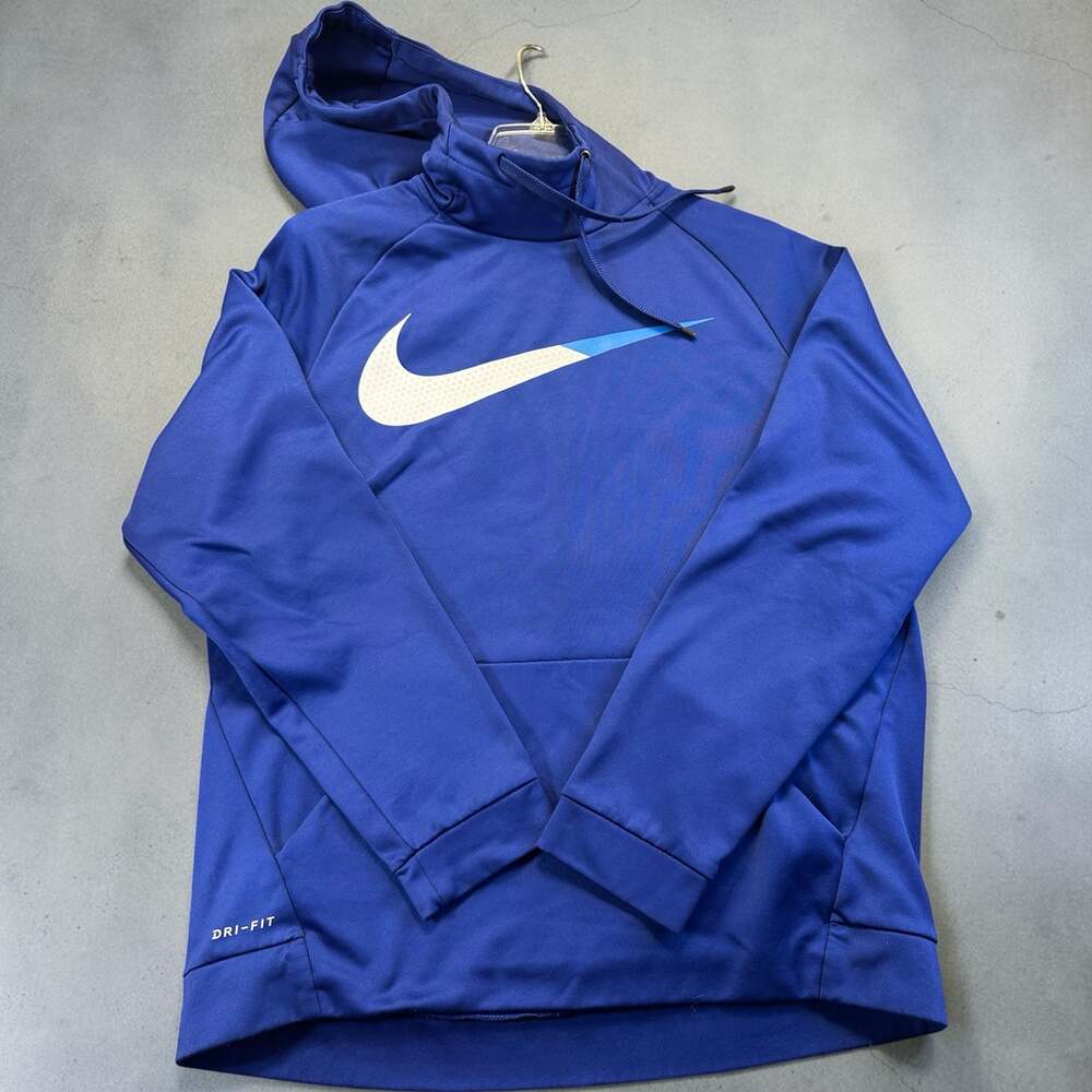 Nike Dri-Fit Men's Mock Neck Pullover Training Hoodie, Blue Sporty Athletics